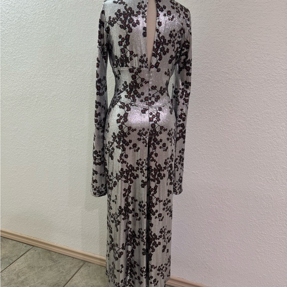 Paco Rabanne Floral Metallic Jerssey Maxi Dress Women's Size 38 US 6 EUC - Picture 7 of 15
